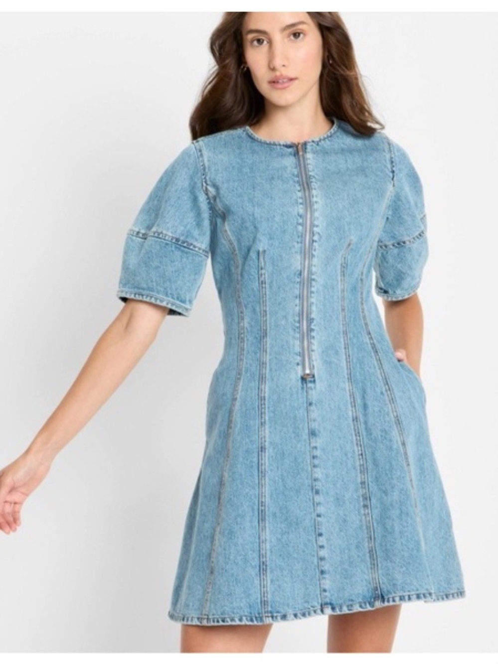 Women's Corset Denim Mini A-Line Dress - Future Collective